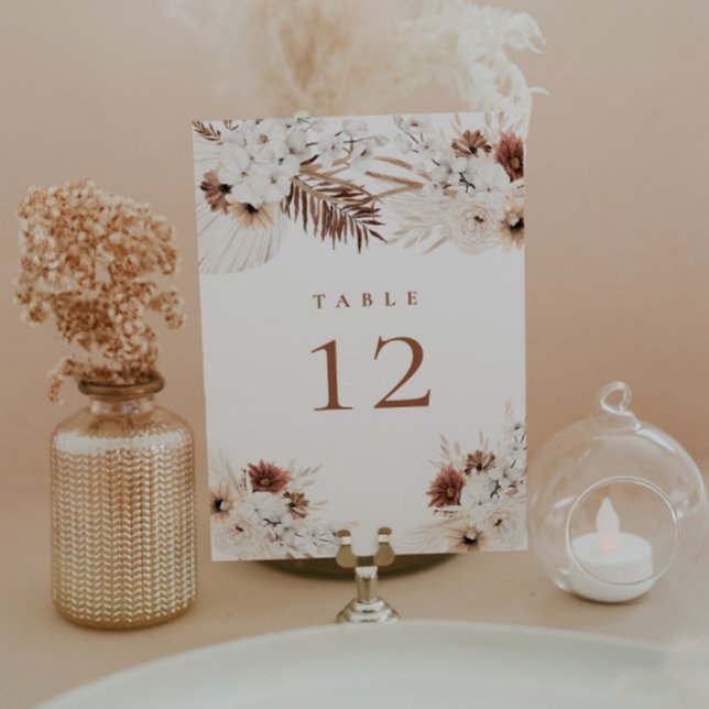 Numéro de table floral Boho Pampas (Créateur téléchargé)