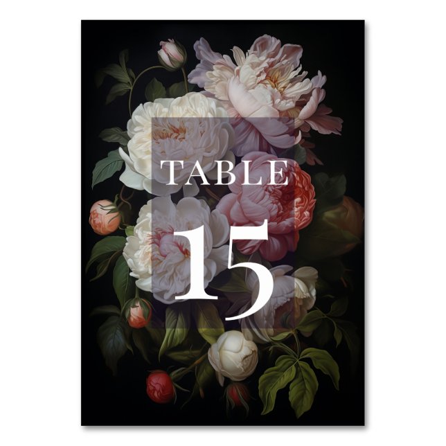 Numéro de table floral classique rose pivoine luna (Par défaut)