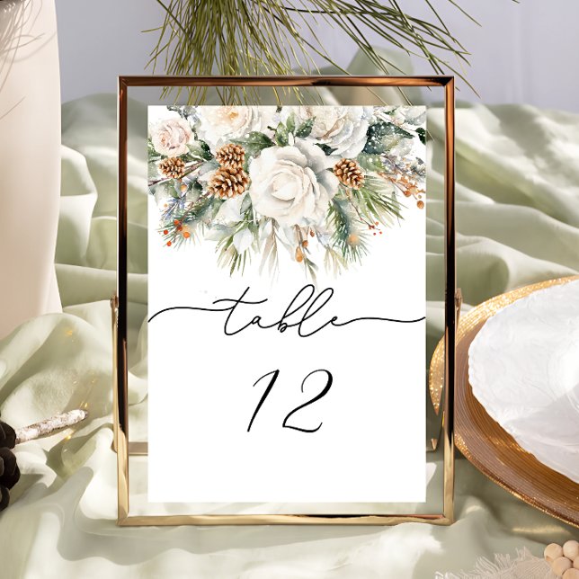 Numéro De Table Floral d'hiver et Mariage de pin (Créateur téléchargé)