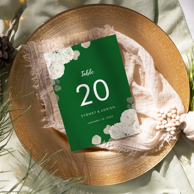 Numéro De Table Floral d'hiver | Numéro de tableau Mariage vert (Créateur téléchargé)