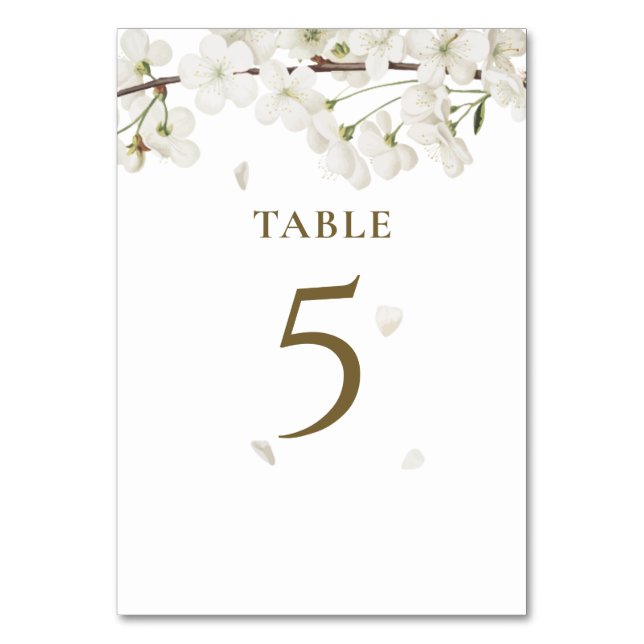 Numéro de table floral élégant et joli en blanc (Dos)