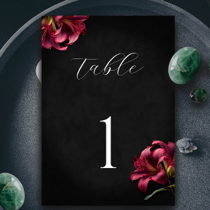 Numéro De Table Floral Lily Mariage gothique foncé
