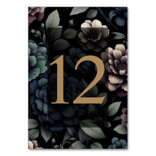 Numéro De Table Floral Moody bleu Tableau 12