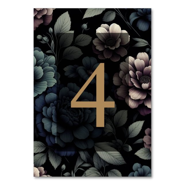 Numéro De Table Floral Moody Bleu Tableau 4 (Par défaut)