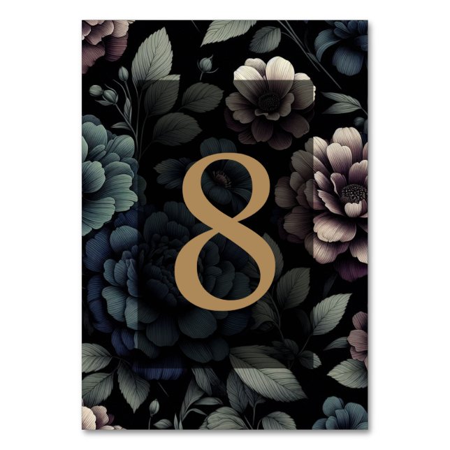 Numéro De Table Floral Moody bleu Tableau 8 (Par défaut)
