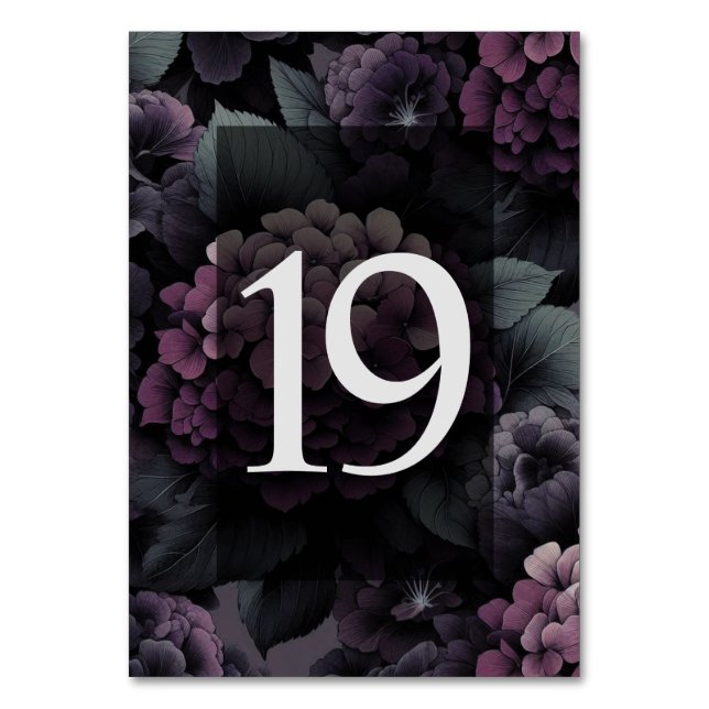 Numéro De Table Floral Moody violet Tableau 19 (Par défaut)