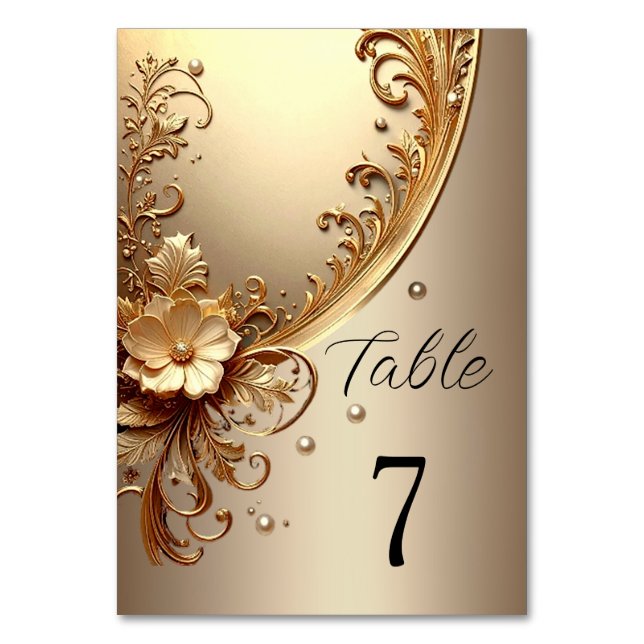 Numéro de table floral orné doré (Par défaut)