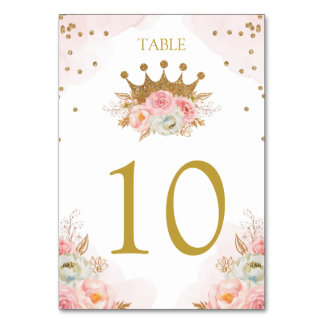 Numéro De Table Floral Pink & Gold Princess Royal Table number