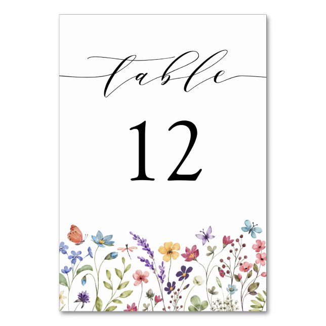 Numéro De Table Floral Printemps été Fleur sauvage Mariage (Par défaut)