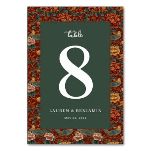 Numéro de table floral vert joyeux