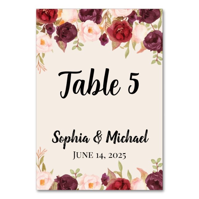 Numéro De Table Floral Wedding  (Par défaut)