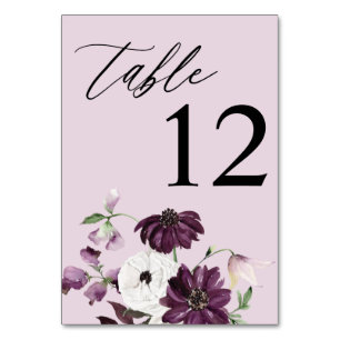 Numéro de table florale violet et blanc - Lavande