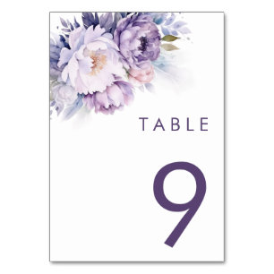 Numéro De Table Florales violettes magiques Mariage hivernal