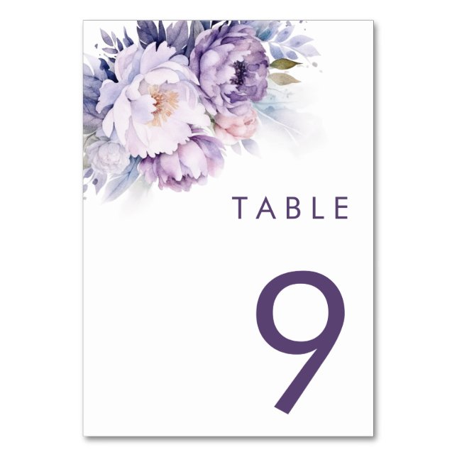 Numéro De Table Florales violettes magiques Mariage hivernal (Par défaut)