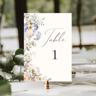 Numéro De Table Flore à crème bleue poussiéreuse