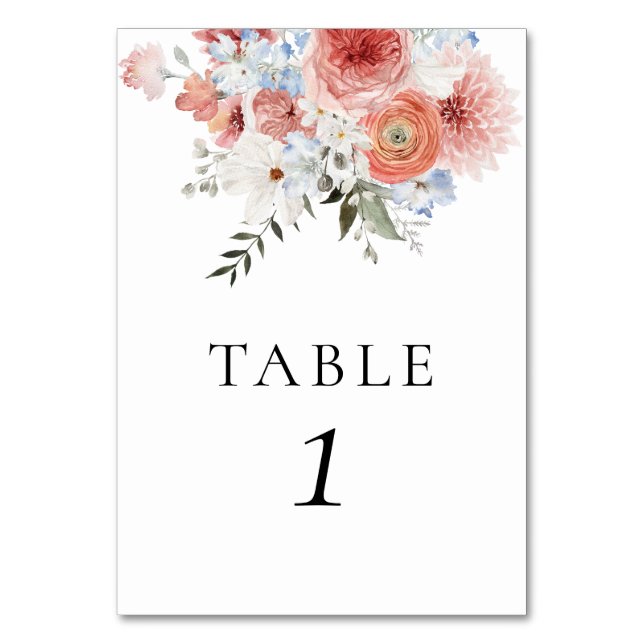 Numéro De Table Flore de Pêche Bleu Dusty (Par défaut)
