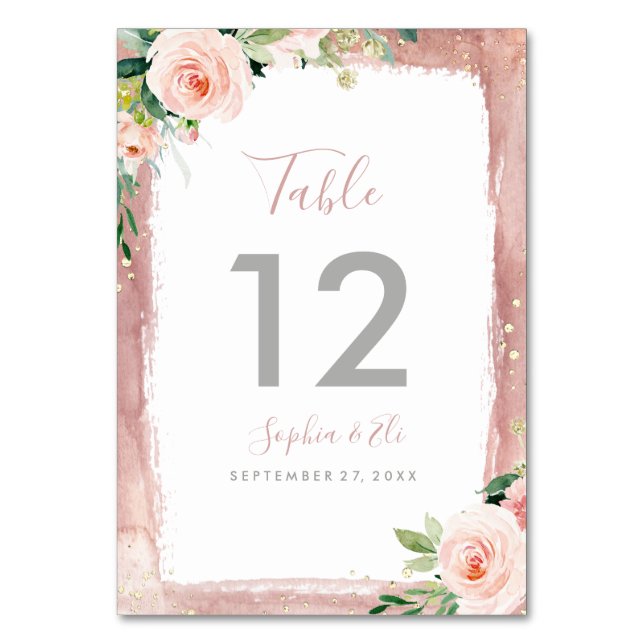 Numéro De Table Flore floutée Élégant Mariage enchanté (Dos)
