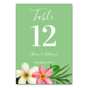 Numéro De Table Flore tropicale hawaïenne verte