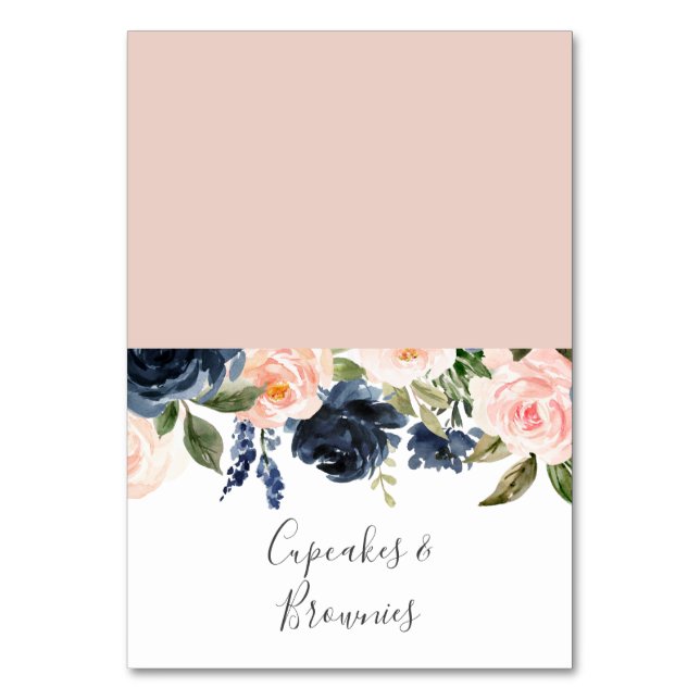 Numéro De Table Flush et Navy Flowers | White Buffet Étiquette (Par défaut)
