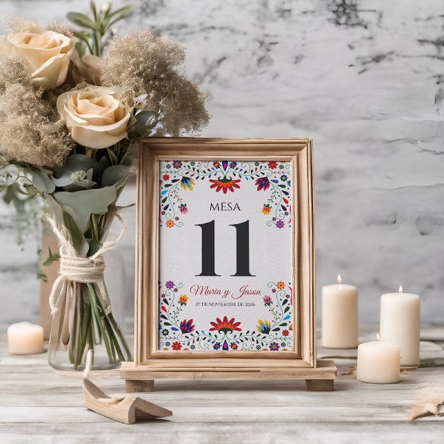 Numéro De Table Folk Art Floral Botanical Fiesta Spanish Wedding (Folk Art Floral Botanical Fiesta Spanish Wedding Table Number)