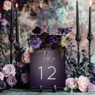 Numéro De Table Foncé Moody Purple Lavender Floral Mariage moderne