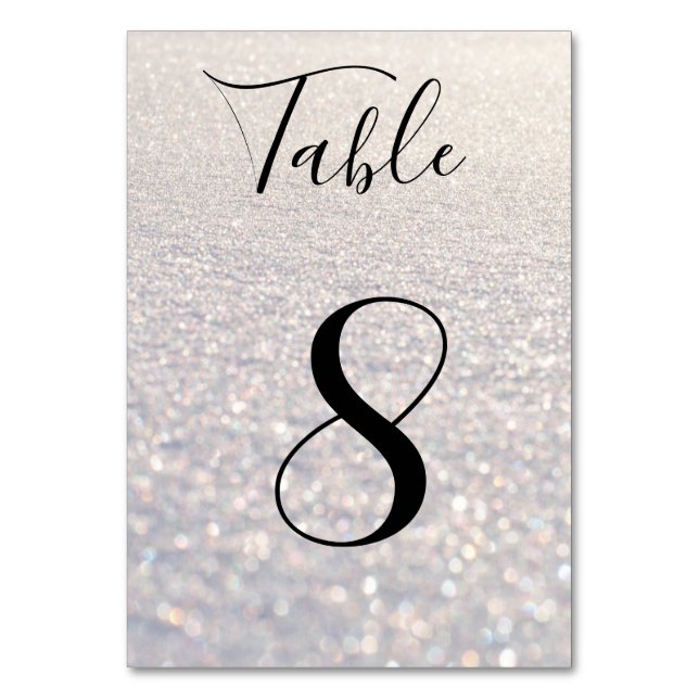Numéro De Table fond pailleté blanc élégant (Par défaut)