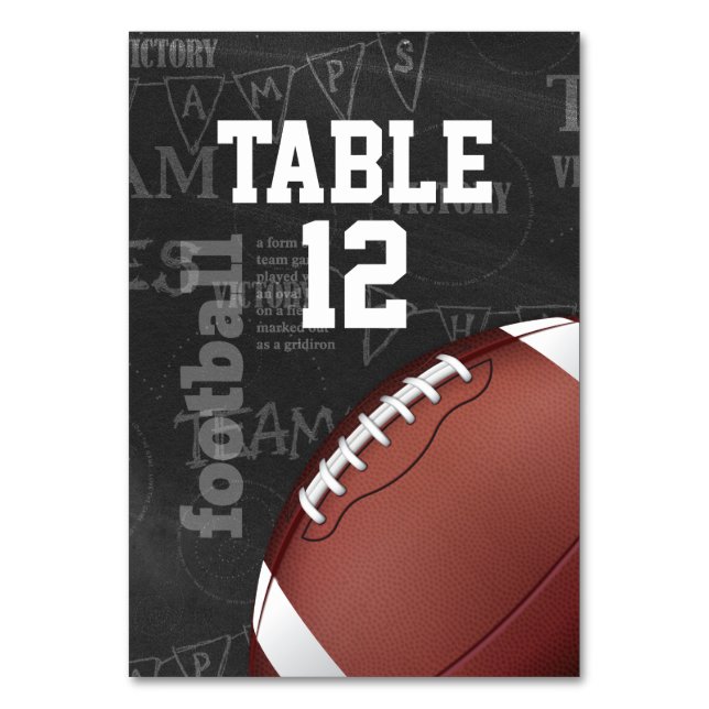 Numéro De Table Football américain Personalized Chalkboard (Par défaut)