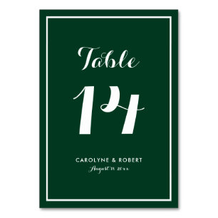 Numéro De Table Forest Green Moderne Mariage de calligraphie
