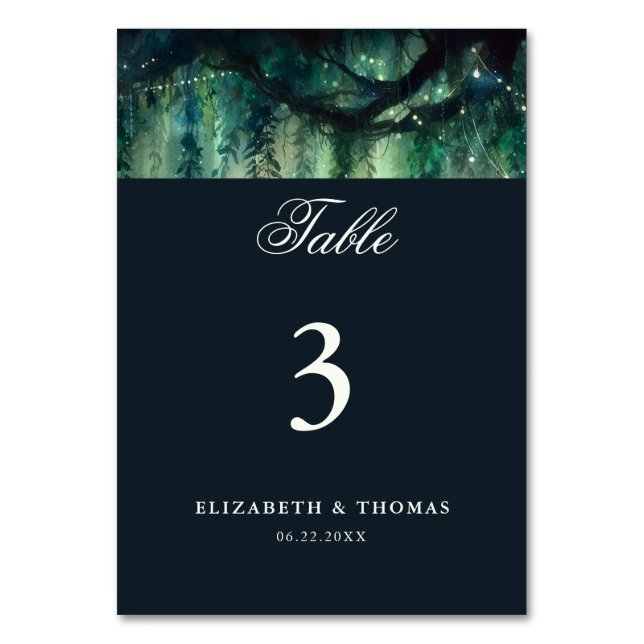 Numéro De Table Forêt enchantée Jardin magique Mariage élégant (Dos)