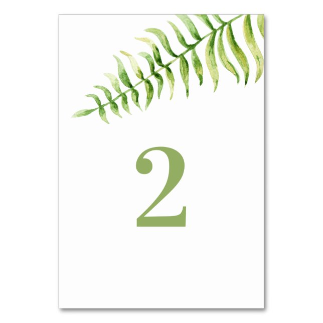 Numéro De Table fougère vert aquarelle. Mariage botanique vert (Par défaut)