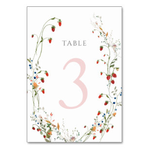 Numéro De Table fraise sauvage Tableau Numéro 3