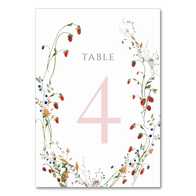 Numéro De Table fraise sauvage Tableau Numéro 4 (Par défaut)