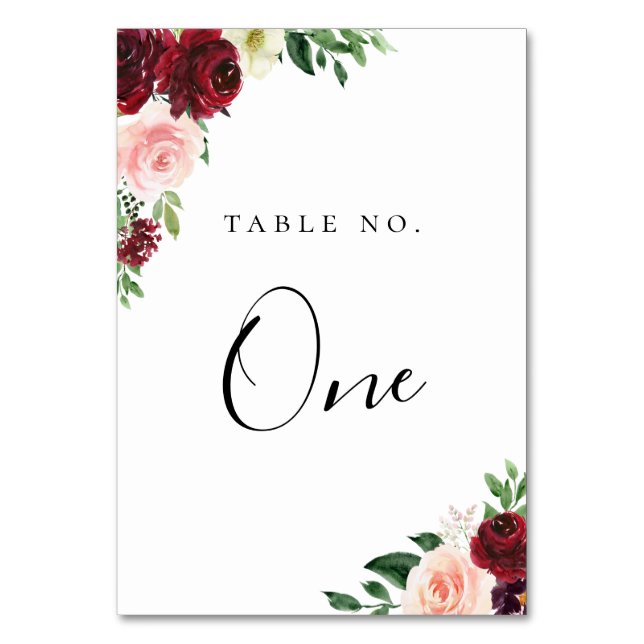 Numéro De Table Frame Floral Bourgogne (Par défaut)