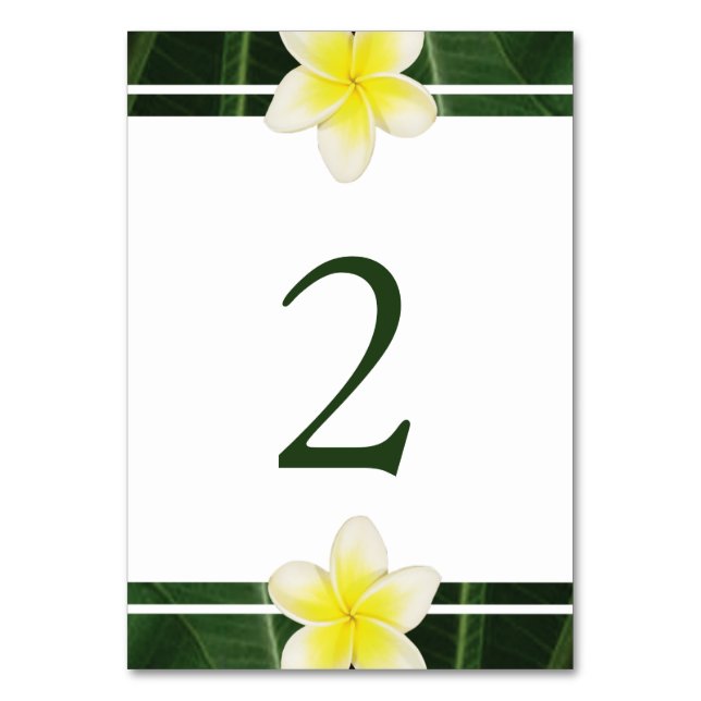 Numéro De Table Frangipani jaune Plumeria Mariage (Par défaut)