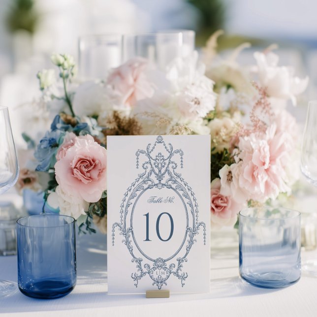 Numéro De Table French Blue Ornate Baroque Wedding  (Créateur téléchargé)