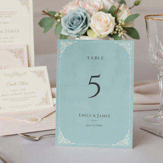 Numéro De Table French Heron Dusty Blue Wedding Suite