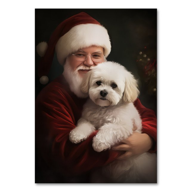 Numéro De Table Frise de Bichon avec Noël Festif du Père Noël (Par défaut)