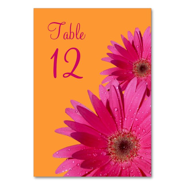 Numéro De Table Fuchsia rose orange Gerbera Mariage de marguerite (Par défaut)