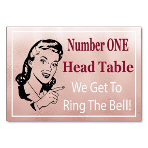 Numéro De Table Funny Retro Rose Gold Bunco Head Table Card