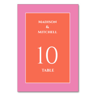 Numéro De Table Garden Sunrise Pink Orange Aquarelle Mariage