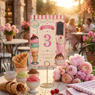 Numéro De Table Gâteau de glace pastel Anniversaire Sucré