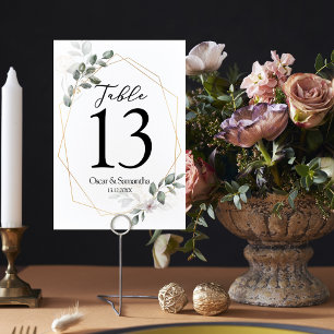 Numéro De Table  Gentle Greenery Watercolor Leaf Frame & Flower