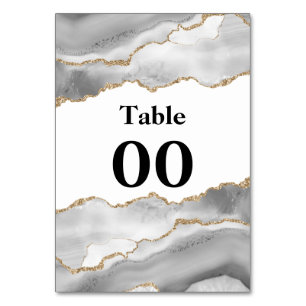 Numéro De Table Géode aquarelle agate blanc faux or chic