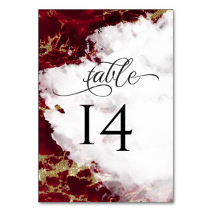 Numéro De Table Géode Aquarelle Grenat Rouge Rubis BarefootBride™