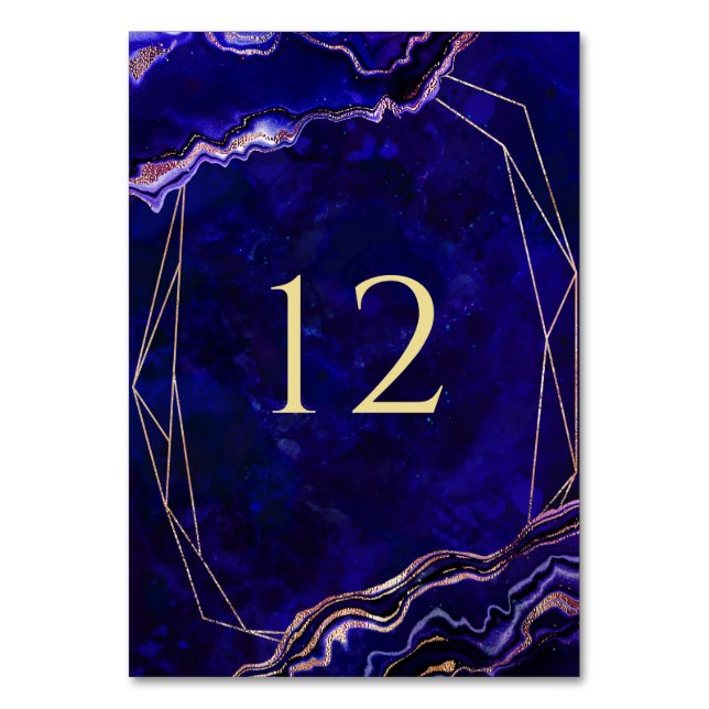 Numéro De Table Géode géométrique moderne Bleu violet Rose Or Agat (Par défaut)