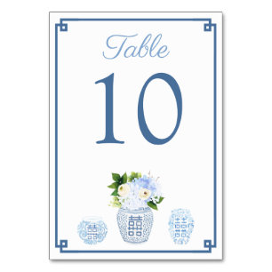 Numéro De Table Ginger Jar Chinoiserie Chic Bleu Et Blanc Mariage