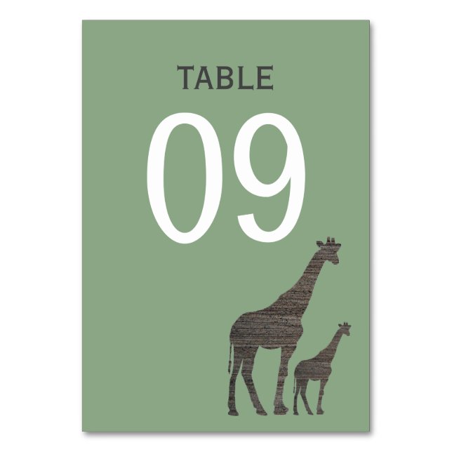 Numéro De Table Giraffe Safari d'argile, Mariage rustique (Par défaut)