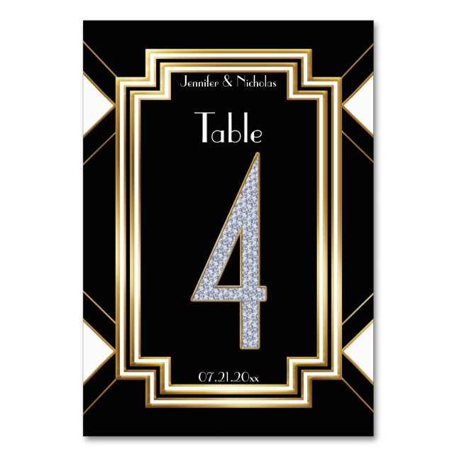 Numéro De Table Glam Art Deco Diamond Mariage Table Numéro Quatre (Par défaut)