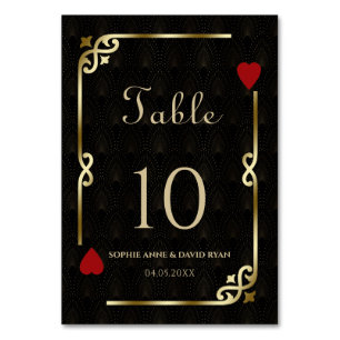 Numéro De Table Glam Gatsby Casino Las Vegas Mariage de poker