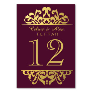Numéro De Table Glam Gold Foil Flourish Numéros de tableau auber